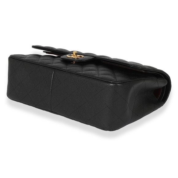 Chanel Black Quilted Caviar Classic Jumbo Double Flap Bag - Picture 6 of 8